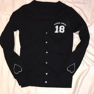 Loved Since 18 V-Neck Cardigan Button Down Size S Black